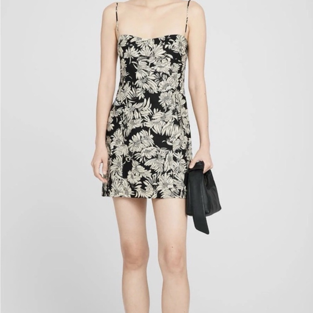 Anine Bing Keiran Linen Dress in Black Floral Print